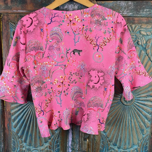 Top shop boho bright pink crop blouse - Picture 6 of 8